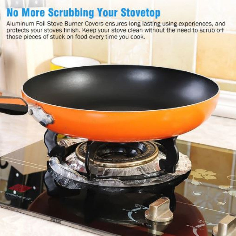 π³ (Pack of 10) Aluminum Foil Gas Stove Burner Covers β Non-Stick Gas Hob Protectors β¨