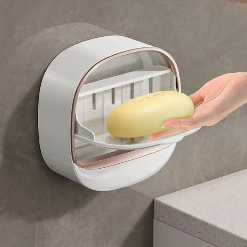 ✨ Soap Box with Lid & Drain Tray – Wall Mounted (Green)