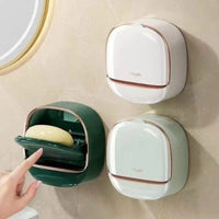 ✨ Soap Box with Lid & Drain Tray – Wall Mounted (Green)