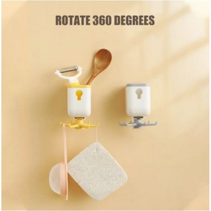 ๐ณ Kitchen Cooking Tool Hanger Storage Box โ 6 Rotating Hooks Cookware Rack Organizer ๐ฟ