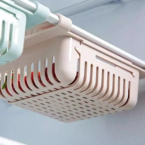 🧺 Adjustable Fridge Storage Basket – Expandable Plastic Organizer Tray for Food & Snacks 🥗