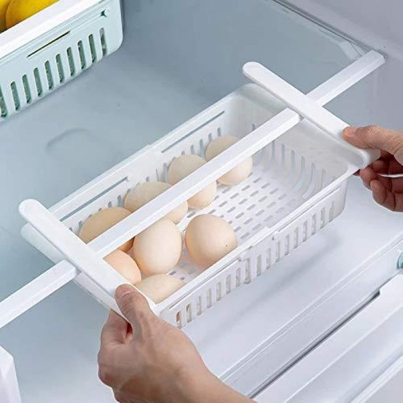🧺 Adjustable Fridge Storage Basket – Expandable Plastic Organizer Tray for Food & Snacks 🥗