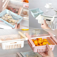 🧺 Adjustable Fridge Storage Basket – Expandable Plastic Organizer Tray for Food & Snacks 🥗