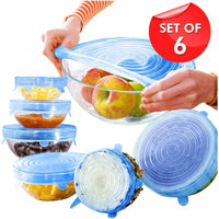 🥣 Pack of 6 Silicone Stretch Lids – Reusable Food Covers for Bowls, Dishes & Pans 🌿