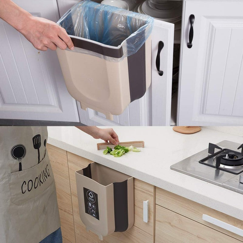🗑️ Hanging Trash Can – Collapsible Kitchen Cabinet Door Bin