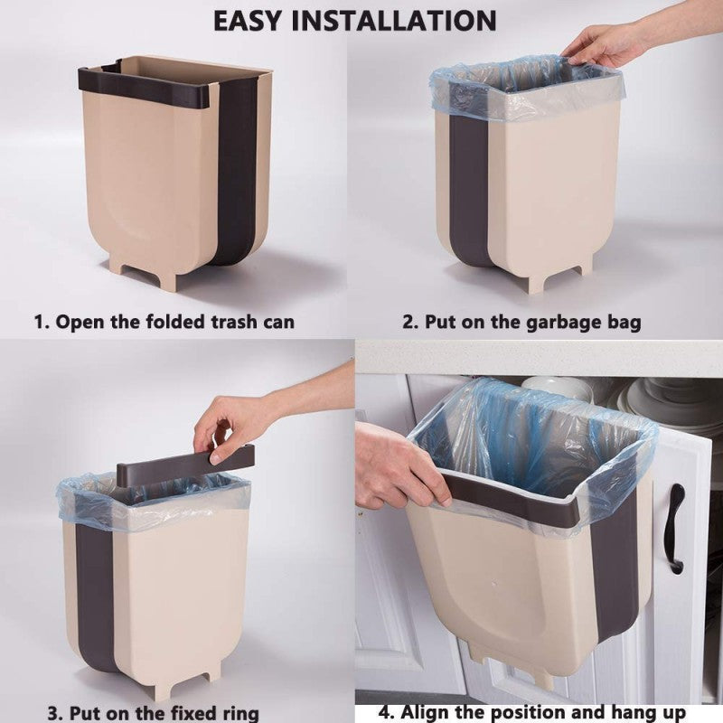 🗑️ Hanging Trash Can – Collapsible Kitchen Cabinet Door Bin