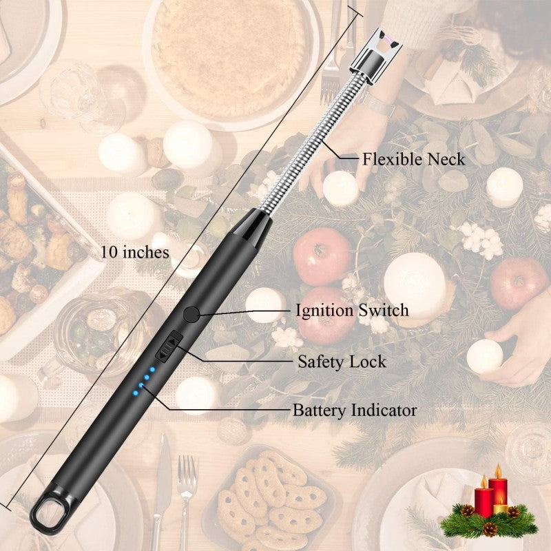 🔥 USB Rechargeable Candle Lighter – Flexible Plasma Arc Long Neck Windproof Lighter 💨