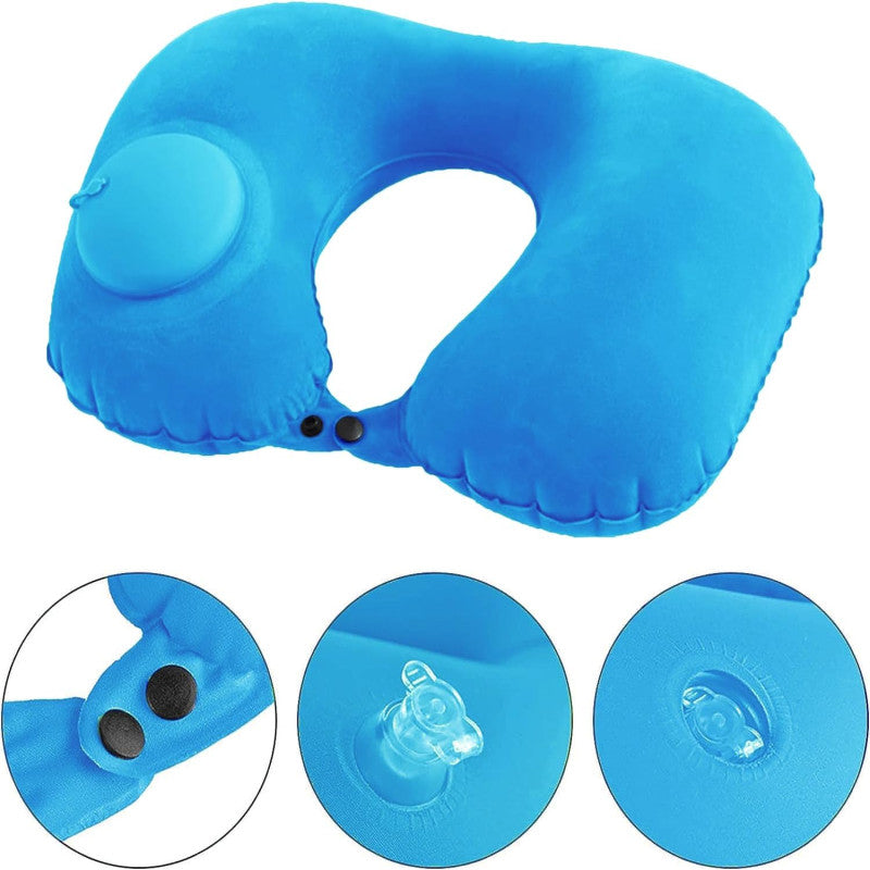 ✈️ Portable Inflatable U-Shaped Travel Neck Pillow – Soft & Comfortable Support for Long Trips 😴