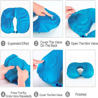 ✈️ Portable Inflatable U-Shaped Travel Neck Pillow – Soft & Comfortable Support for Long Trips 😴