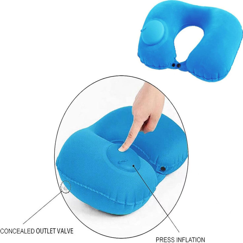 ✈️ Portable Inflatable U-Shaped Travel Neck Pillow – Soft & Comfortable Support for Long Trips 😴