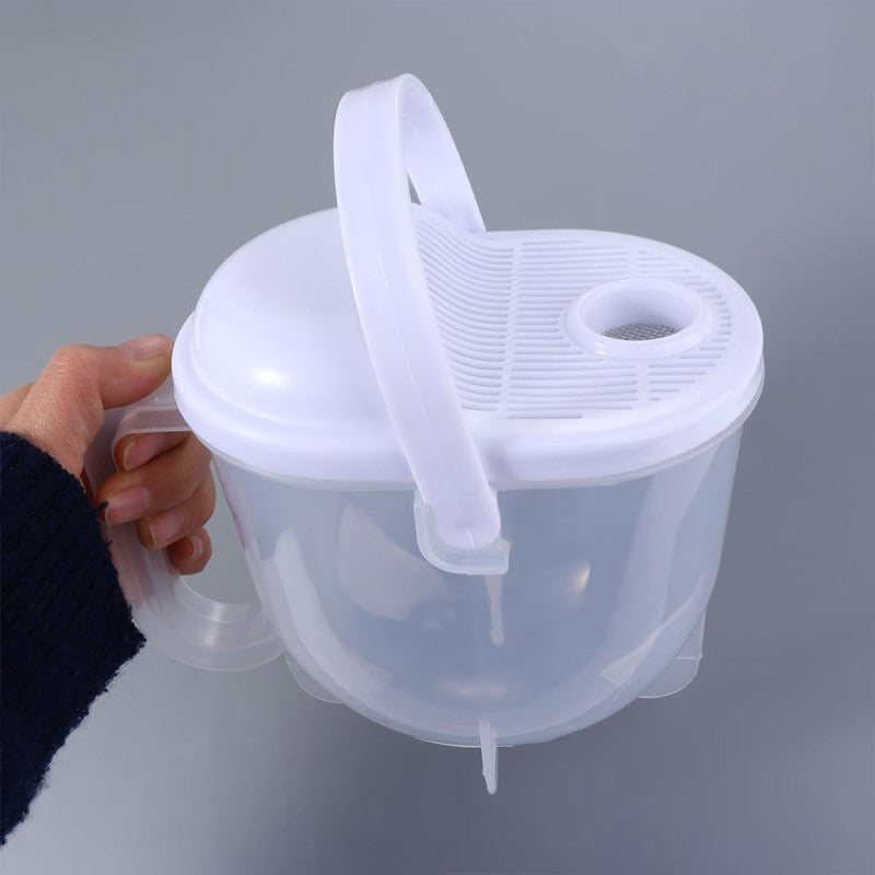 🥣 Manual Rice Washer & Strainer Bowl with Handle