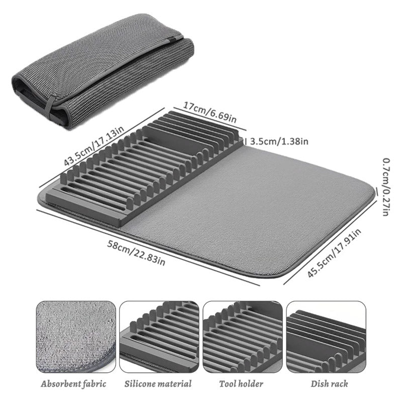 🍽️ Foldable Dish Drying Pad – Quick & Compact Kitchen Helper