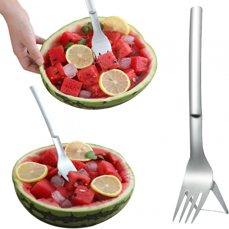 🍉 2-in-1 Watermelon Slicer & Fork – Stainless Steel Cutter