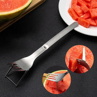 🍉 2-in-1 Watermelon Slicer & Fork – Stainless Steel Cutter