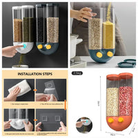 🧱 2500ml U-Shape Food Dispenser – Wall-Mounted Dry Storage