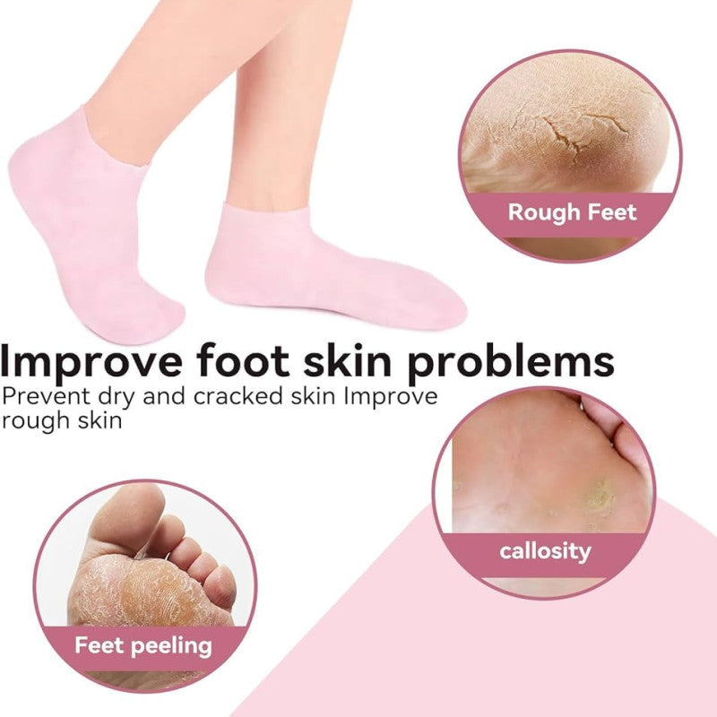 💧 1 Pair Silicone Gel Socks – Moisturizing Heel Socks for Cracked Heels & Dry Feet 🦶