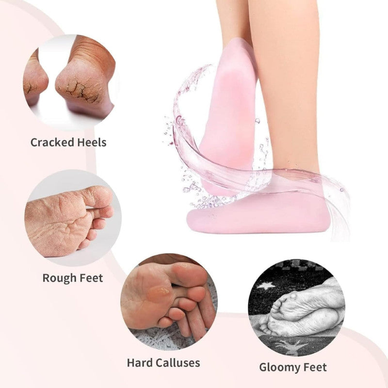 💧 1 Pair Silicone Gel Socks – Moisturizing Heel Socks for Cracked Heels & Dry Feet 🦶