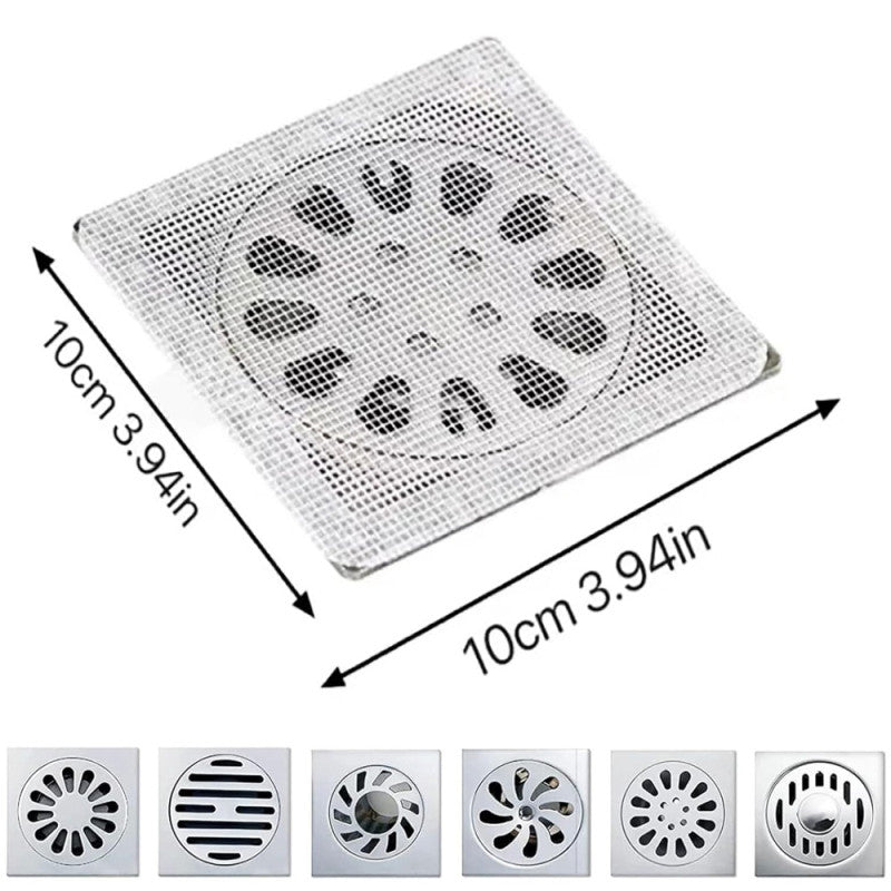 💧 (Pack of 10) Disposable Floor Drain Stickers – Anti-Clog, Anti-Odor Hair Catcher for Bathroom 🚿