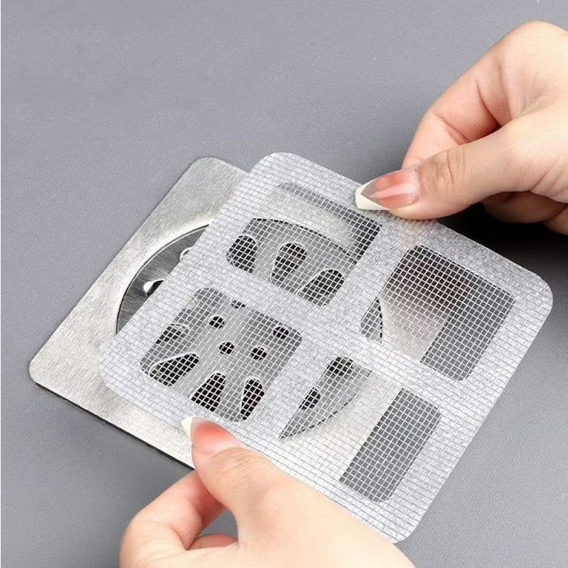 💧 (Pack of 10) Disposable Floor Drain Stickers – Anti-Clog, Anti-Odor Hair Catcher for Bathroom 🚿