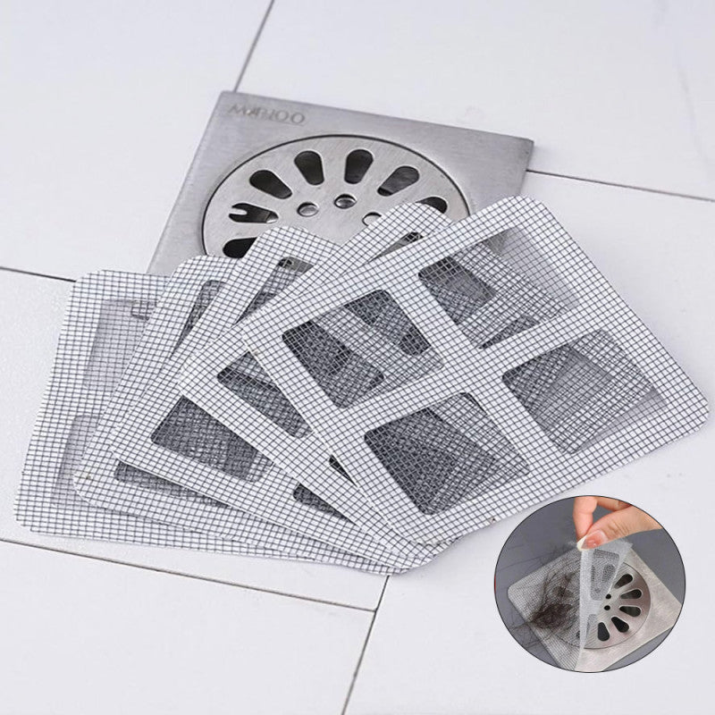 💧 (Pack of 10) Disposable Floor Drain Stickers – Anti-Clog, Anti-Odor Hair Catcher for Bathroom 🚿