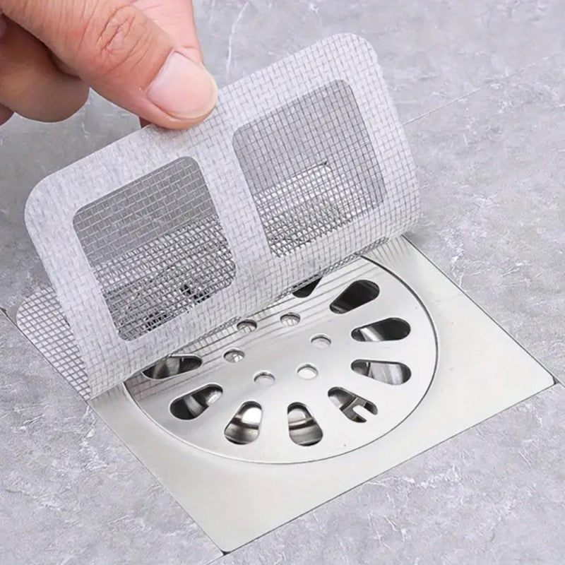 💧 (Pack of 10) Disposable Floor Drain Stickers – Anti-Clog, Anti-Odor Hair Catcher for Bathroom 🚿