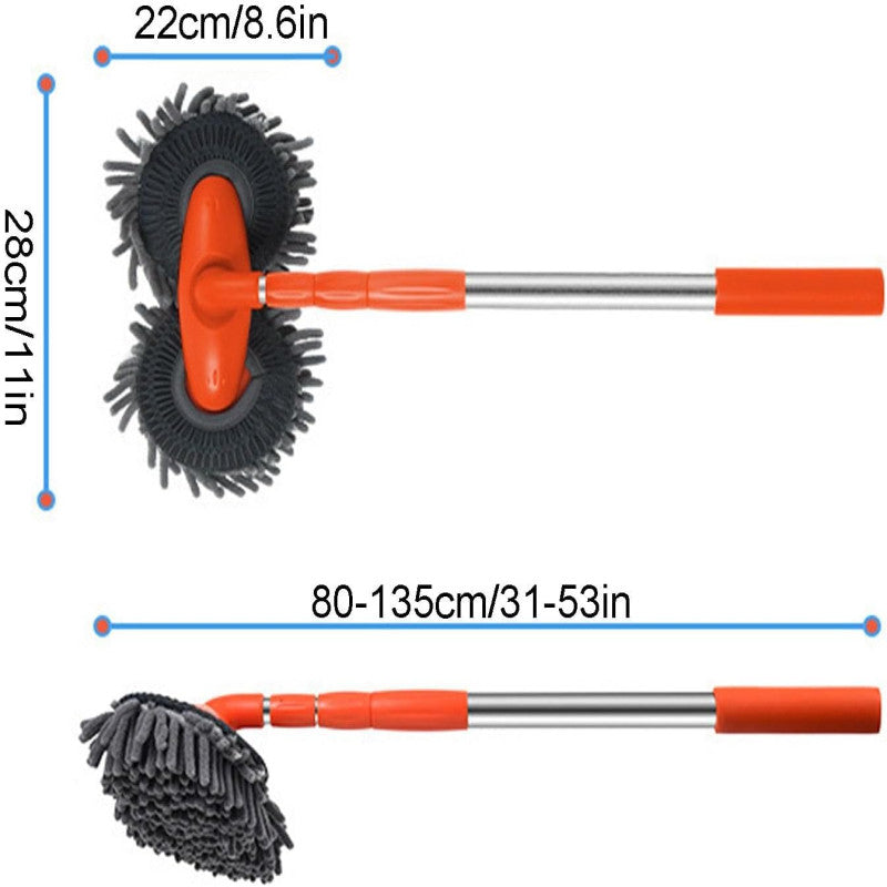 🚗 Microfiber Car Wash Brush – 360° Rotating Cleaning Mop with Telescopic Handle