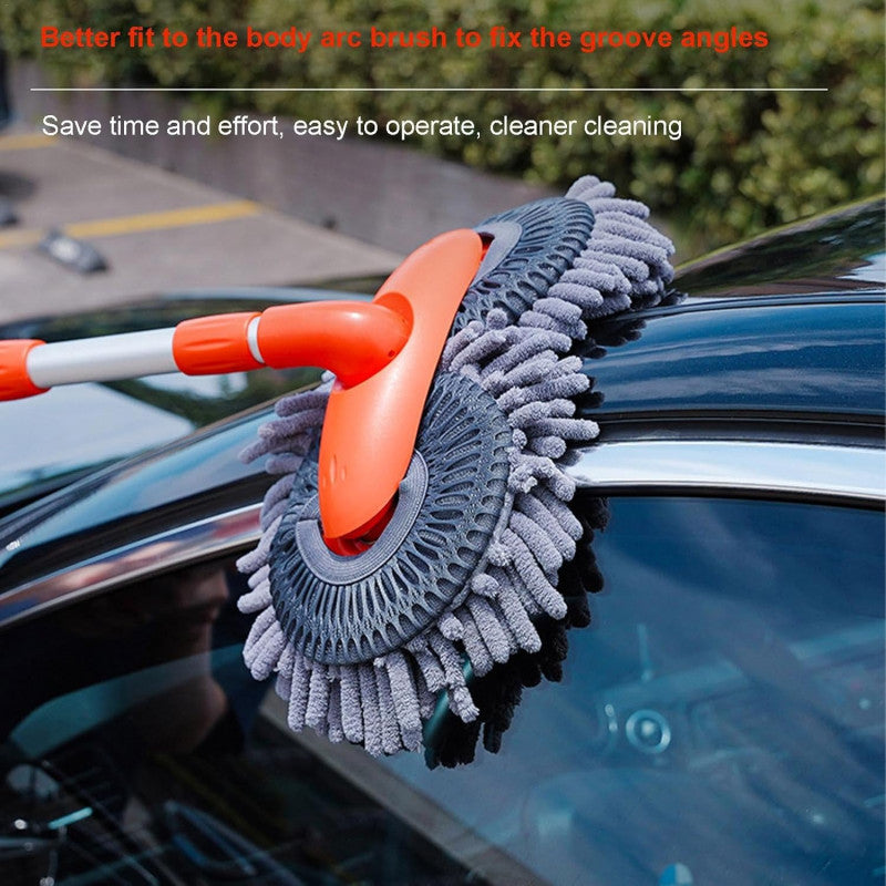🚗 Microfiber Car Wash Brush – 360° Rotating Cleaning Mop with Telescopic Handle