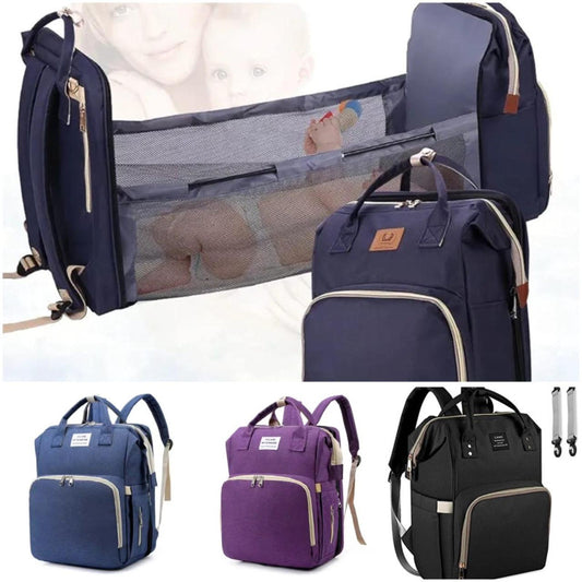 🍼 Multi-Function Diaper Bag Backpack – Portable Baby Bed & Travel Organizer for Moms ✨