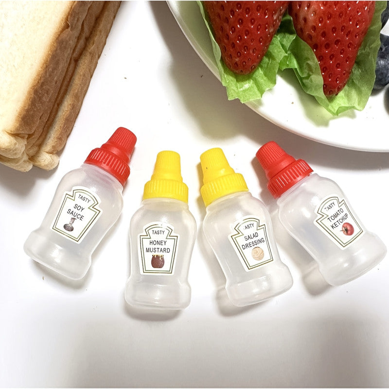 🍯 (Pack of 4) Mini Squeeze Bottles – 25ml Ketchup, Mustard & Sauce Dispensers