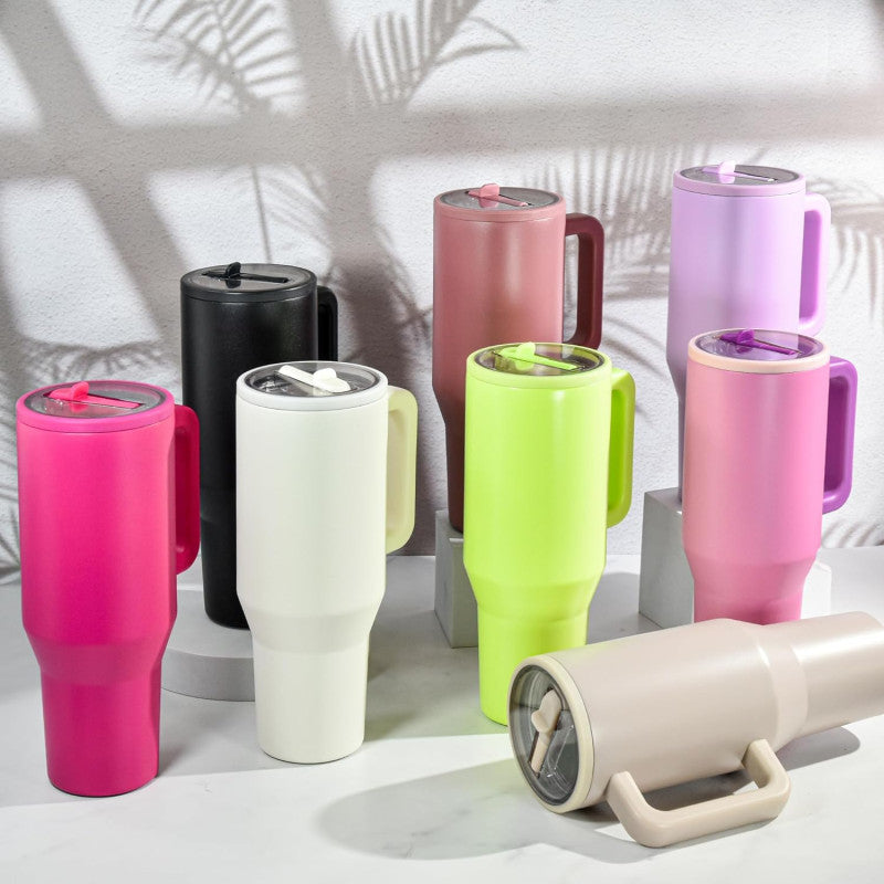 🥤 40oz Stainless Steel Tumbler – Handle & Flip Straw, Leak-Proof