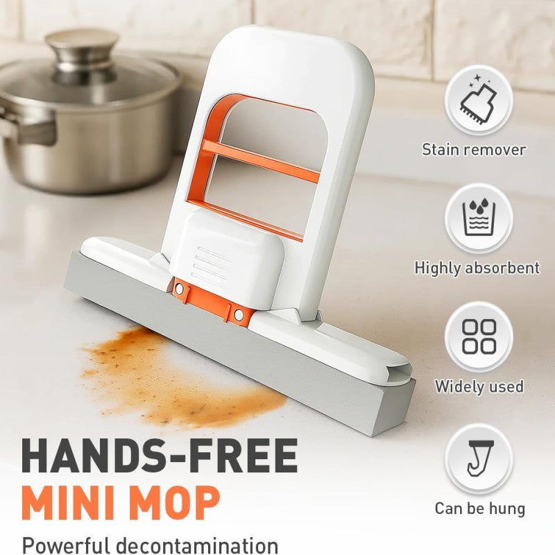 🧽 Foldable Desktop Mini Sponge Mop – Self-Squeezing Wet & Dry Mop for Kitchen & Bathroom ✨