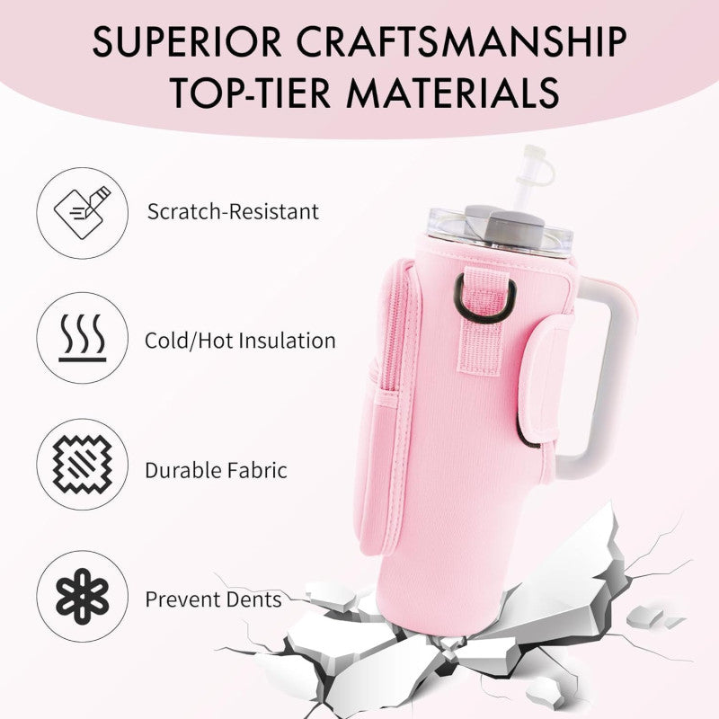 🥤 Tumbler Carrier Bag with Mobile Phone Pocket – Insulated Drink Holder for Travel & Gym ✨