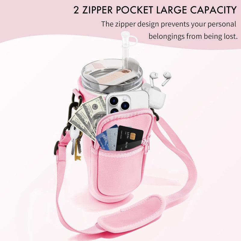 🥤 Tumbler Carrier Bag with Mobile Phone Pocket – Insulated Drink Holder for Travel & Gym ✨