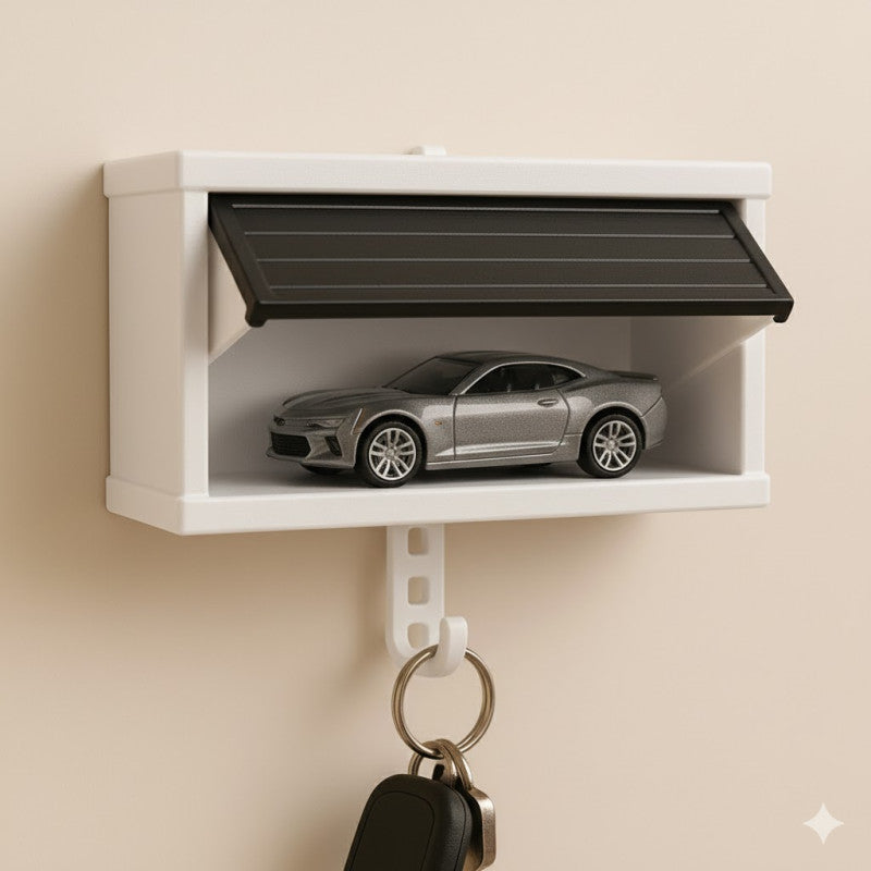 🏠🔑 Garage-Style Key Holder Box with Openable Door – 3D Wall-Mounted Key Rack