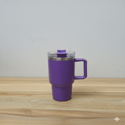 20oz Stainless Steel Insulated Tumbler with Handle & Straw – Reusable Travel Coffee Cup