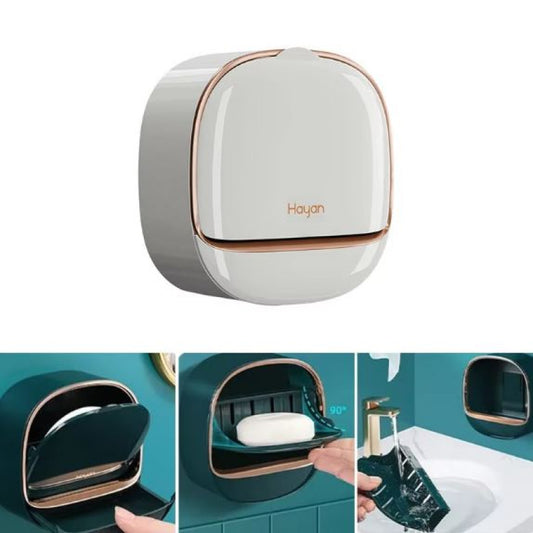 ✨ Soap Box with Lid & Drain Tray – Wall Mounted (Green)