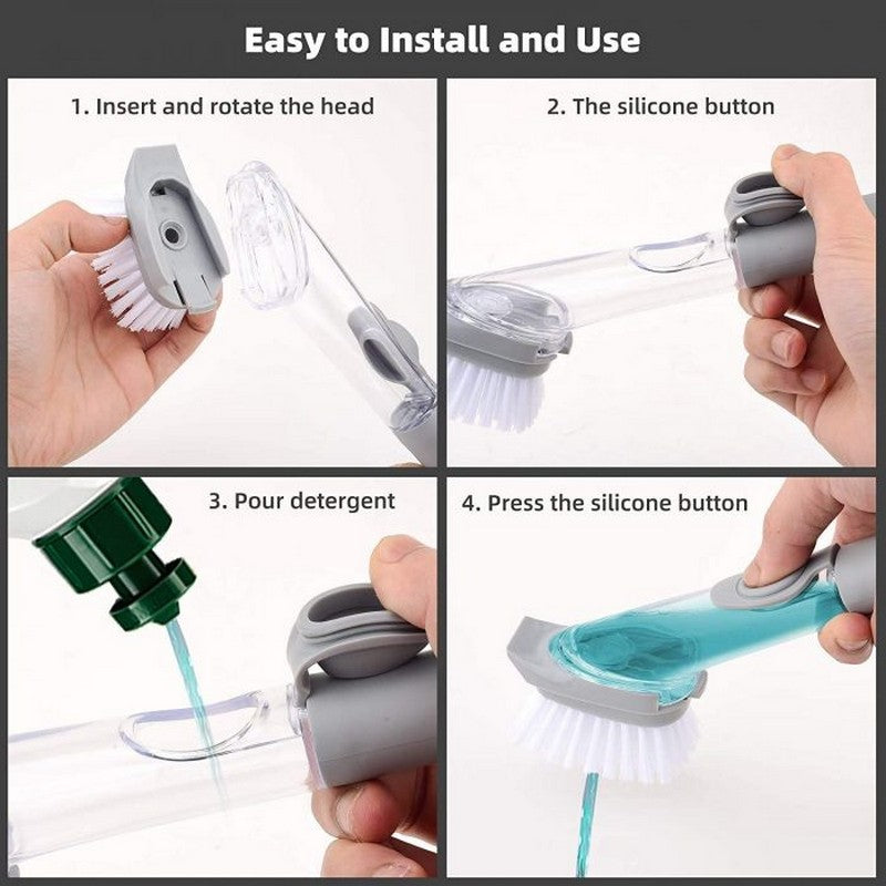 🧼 Ergonomic Dish Washing Brush – Handle Grip with Sponge Head