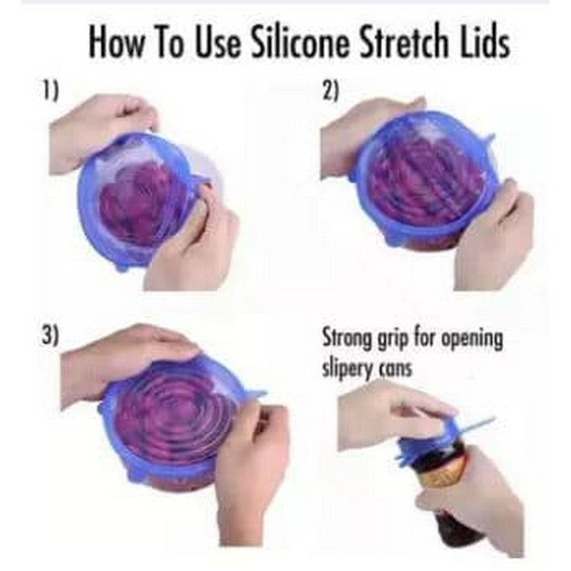 🥣 Pack of 6 Silicone Stretch Lids – Reusable Food Covers for Bowls, Dishes & Pans 🌿