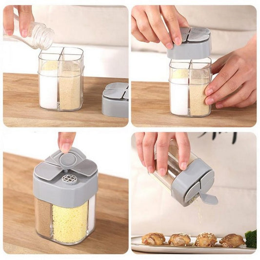 🍴 Multi-Spice Dispenser – 4 Compartments for Easy Cooking