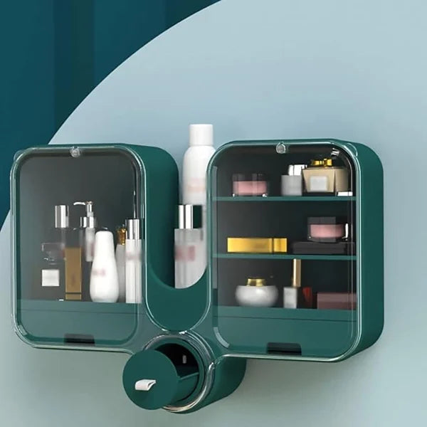 ✨ Wall-Mounted Multi function Makeup & Cosmetic Organizer – Stylish Bathroom Storage Box